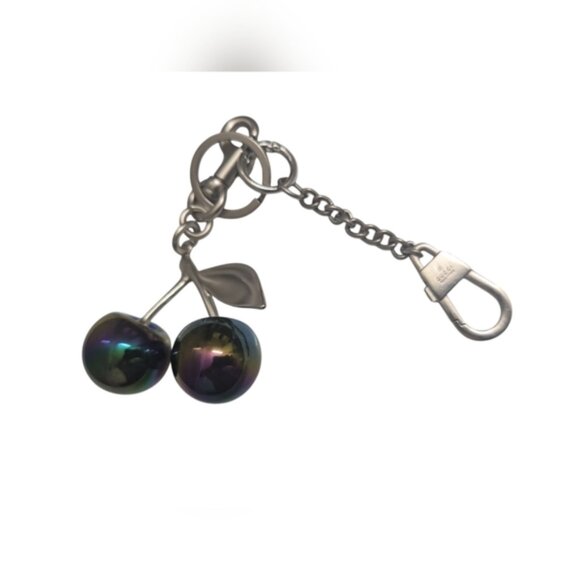 Cherry Bag Charm + Gucci Charm Keychain Upcycled - Picture 1 of 16